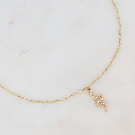 Collier avec serpent et oxydes de zirconium