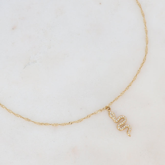 Collier avec serpent et oxydes de zirconium