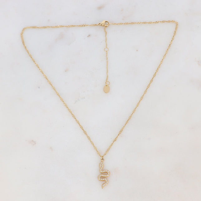 Collier avec serpent et oxydes de zirconium