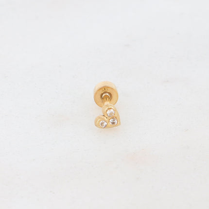 Piercing avec coeur orné d'oxydes de zirconium