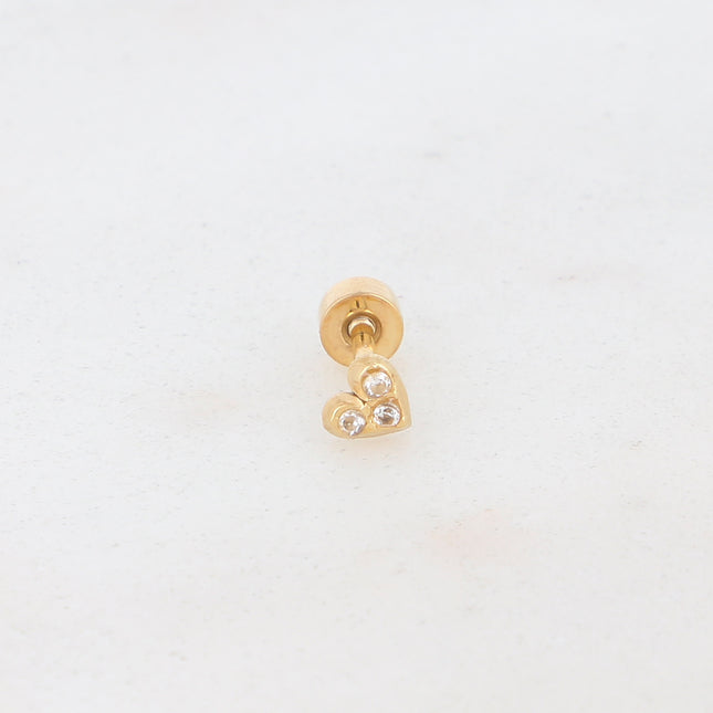Piercing avec coeur orné d'oxydes de zirconium