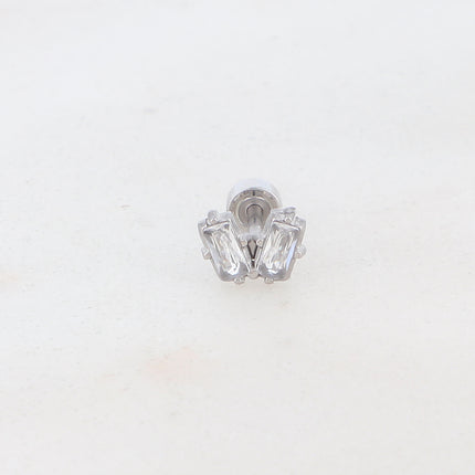Piercing avec 2 oxydes de zirconium rectangulaires