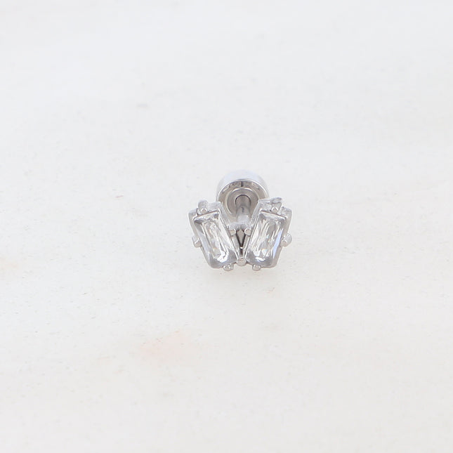 Piercing avec 2 oxydes de zirconium rectangulaires