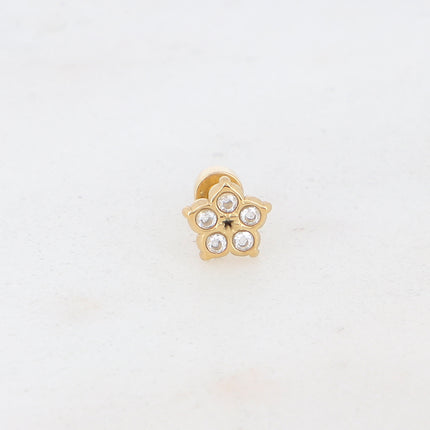 Piercing avec fleur et oxydes de zirconium