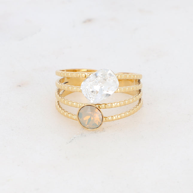 Bague Lolita - 4 rangs striés avec cristaux Swarovski®