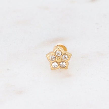 Piercing avec fleur et 5 oxydes de zirconium