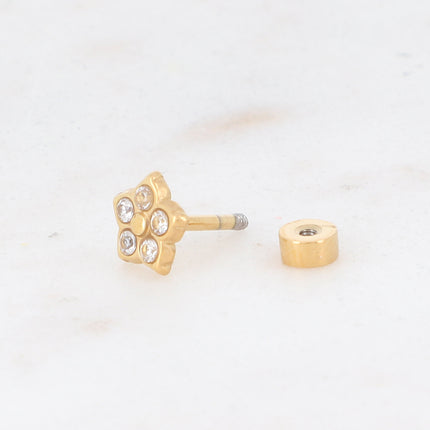 Piercing avec fleur et 5 oxydes de zirconium