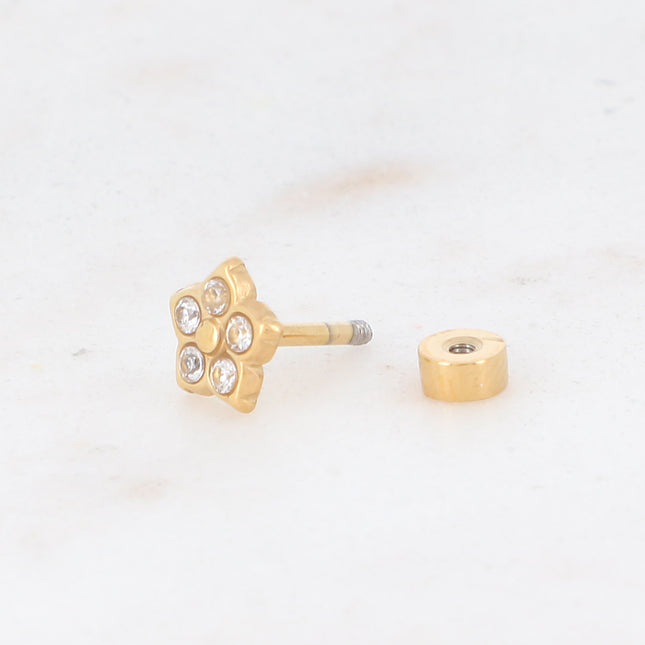 Piercing avec fleur et 5 oxydes de zirconium