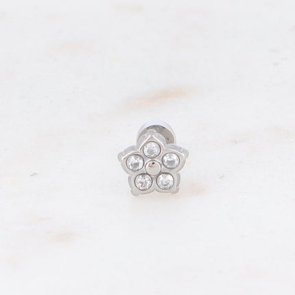 Piercing avec fleur et 5 oxydes de zirconium