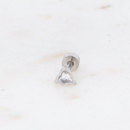 Piercing avec coeur en oxyde de zirconium