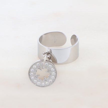 Bague Isabelline - trèfle - oxydes de zirconium