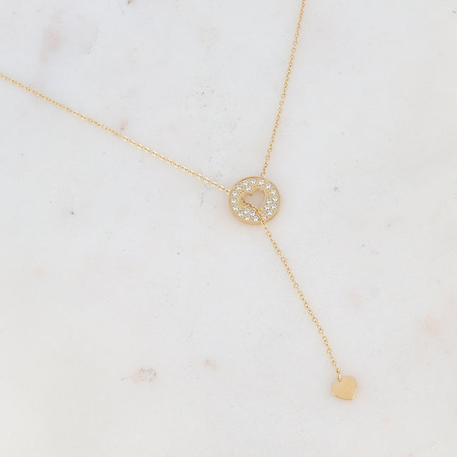 Collier Isabelline - coeur - oxydes de zirconium