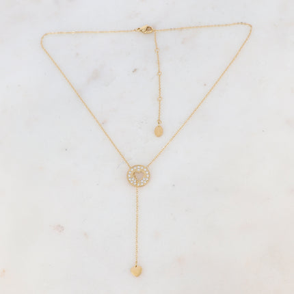 Collier Isabelline - coeur - oxydes de zirconium