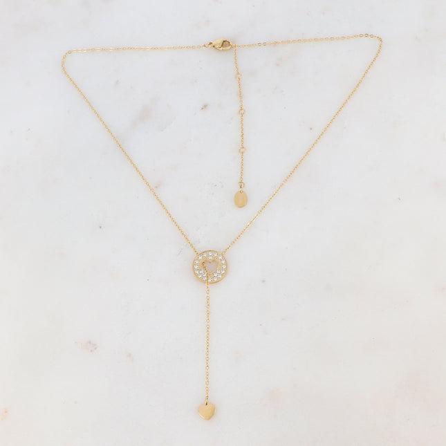 Collier Isabelline - coeur - oxydes de zirconium