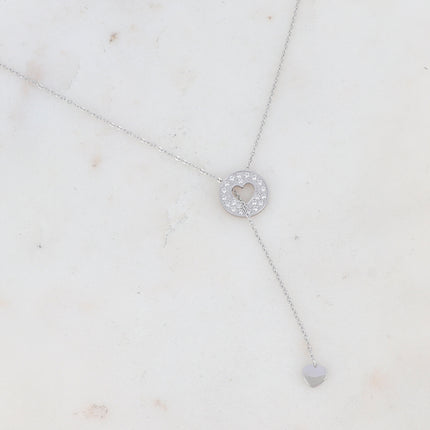 Collier Isabelline - coeur - oxydes de zirconium