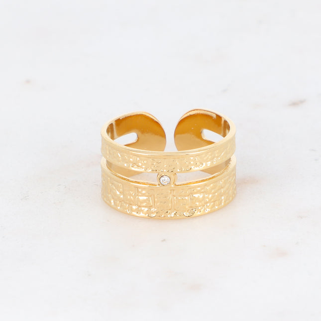 Bague Esmallia - martelée effet croco et oxyde de zirconium