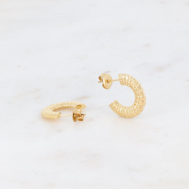 Créoles effet croco texturé 2 cm