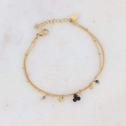 Bracelet 2 rangs Sara - pampilles et pierres naturelles