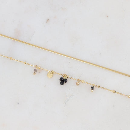Bracelet 2 rangs Sara - pampilles et pierres naturelles