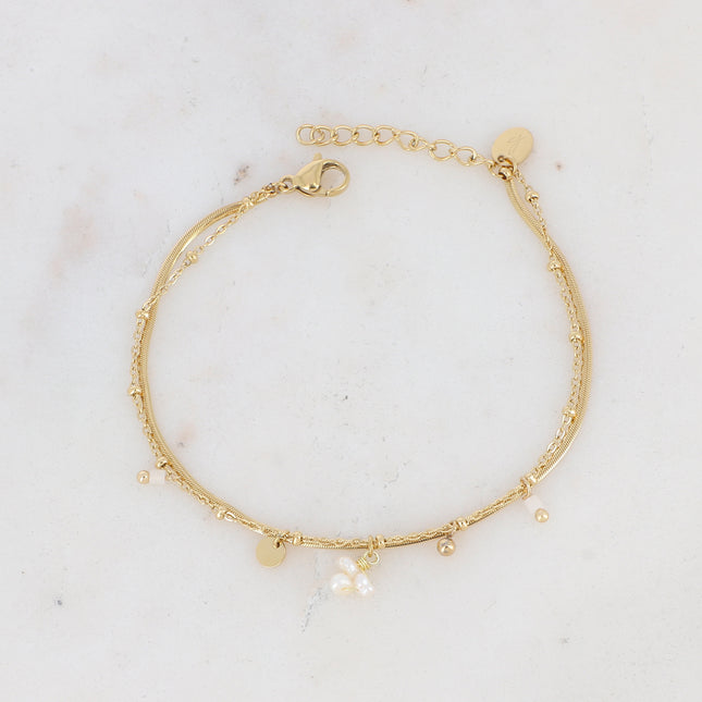 Bracelet 2 rangs Sara - pampilles et pierres naturelles