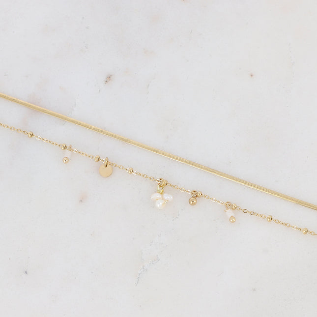 Bracelet 2 rangs Sara - pampilles et pierres naturelles