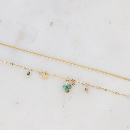 Bracelet 2 rangs Sara - pampilles et pierres naturelles