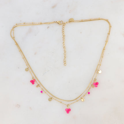 Collier 2 rangs Sara - pampilles et pierres naturelles