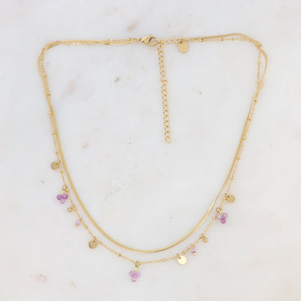 Collier 2 rangs Sara - pampilles et pierres naturelles