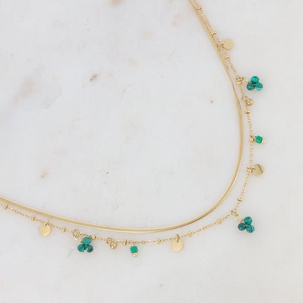 Collier 2 rangs Sara - pampilles et pierres naturelles