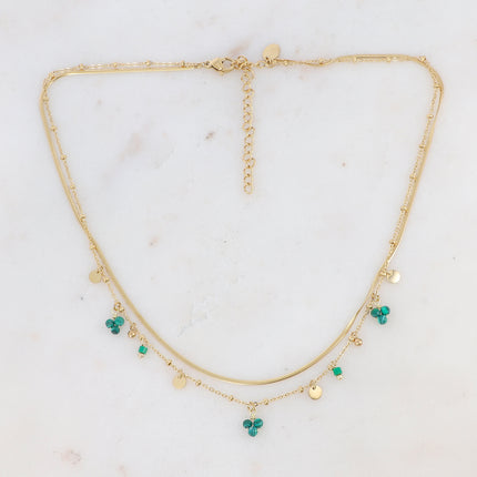 Collier 2 rangs Sara - pampilles et pierres naturelles