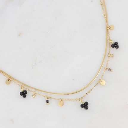 Collier 2 rangs Sara - pampilles et pierres naturelles