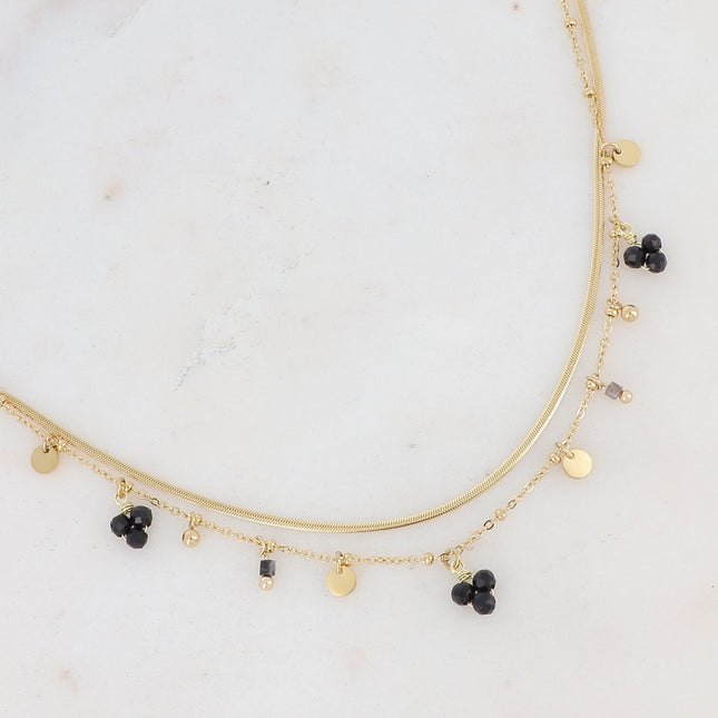 Sara 2-strand necklace - tassels and natural stones