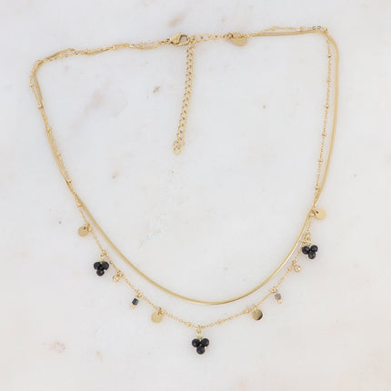 Collier 2 rangs Sara - pampilles et pierres naturelles