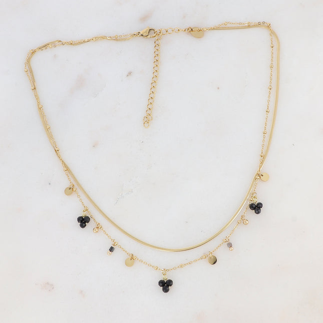 Sara 2-strand necklace - tassels and natural stones