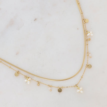 Collier 2 rangs Sara - pampilles et pierres naturelles