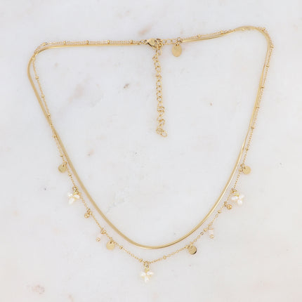 Collier 2 rangs Sara - pampilles et pierres naturelles