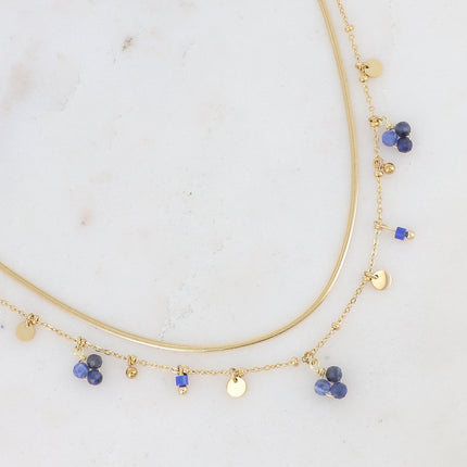 Collier 2 rangs Sara - pampilles et pierres naturelles