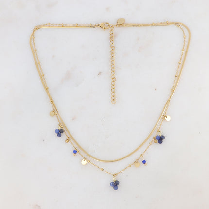 Collier 2 rangs Sara - pampilles et pierres naturelles