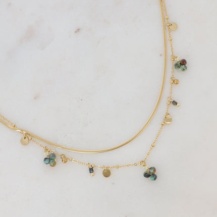 Collier 2 rangs Sara - pampilles et pierres naturelles