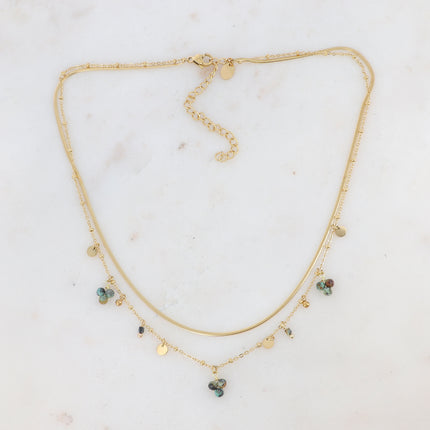 Collier 2 rangs Sara - pampilles et pierres naturelles