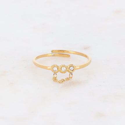 Bague Myla - 3 cristaux et chaîne