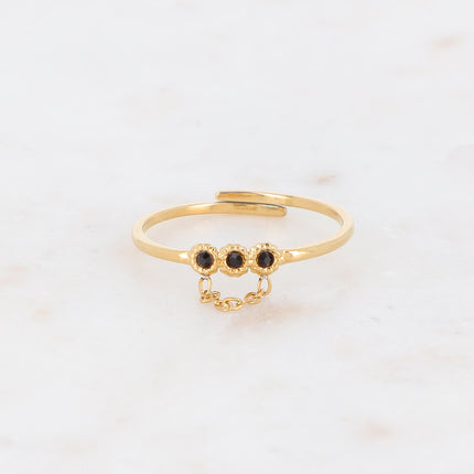 Bague Myla - 3 cristaux et chaîne