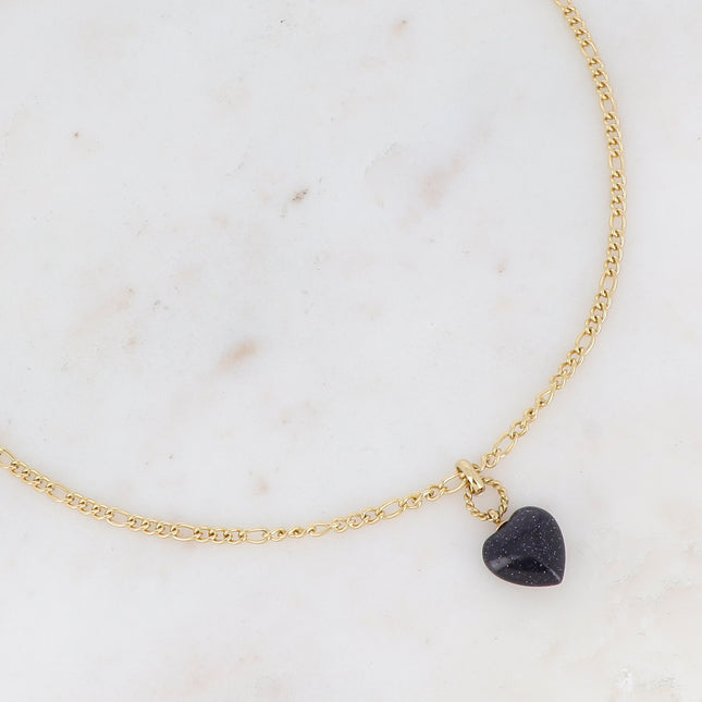 Collier Carleena - coeur en pierre naturelle