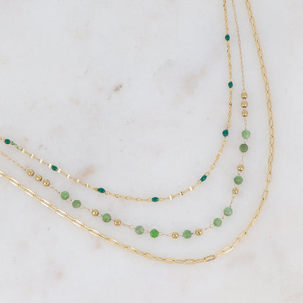 Collier 3 rangs avec pierres naturelles et émail