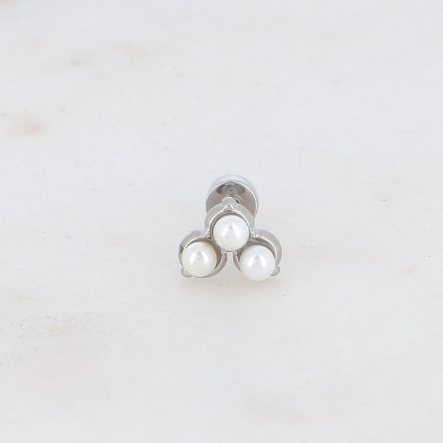Piercing avec 3 boules nacrées