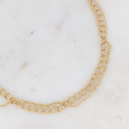 Collier Nikita - UNISEX - 2 rangs, entrelacement de mailles doublée et boules