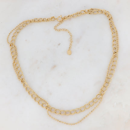 Collier Nikita - UNISEX - 2 rangs, entrelacement de mailles doublée et boules
