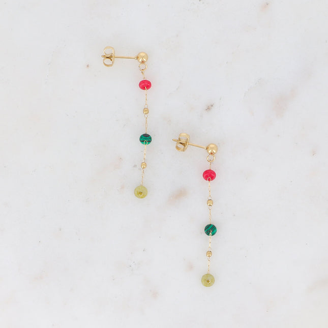 Boucles puces Ghada - chaîne fine et pierres naturelles
