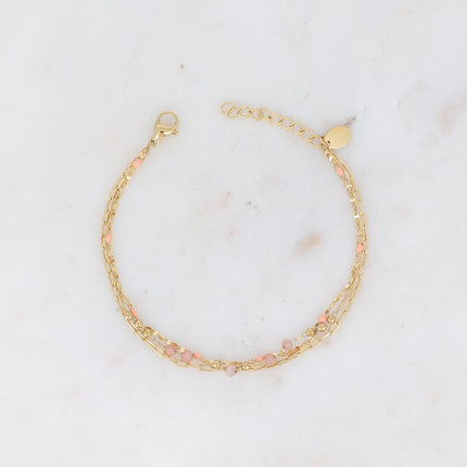 Bracelet 3 rangs avec pierres naturelles et émail