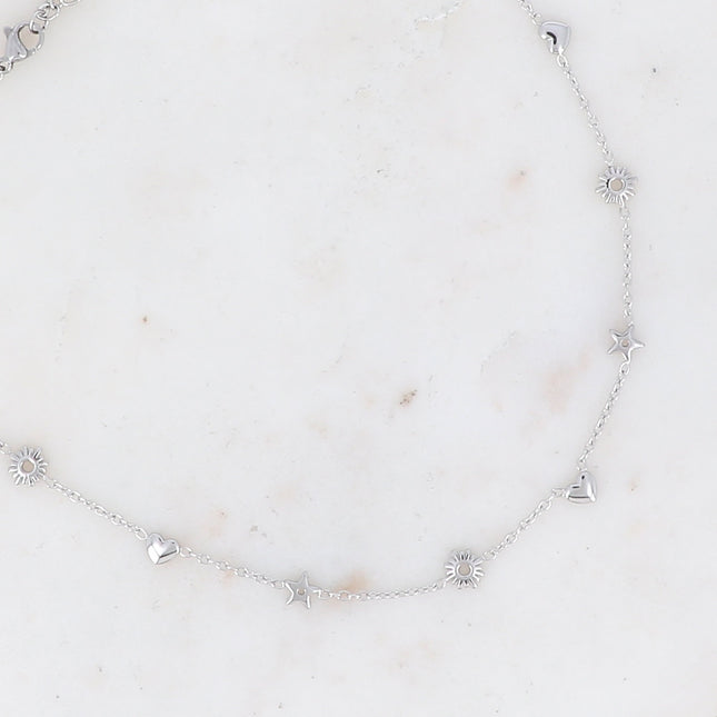 Collier Carley - pampilles soleil, coeur, étoile